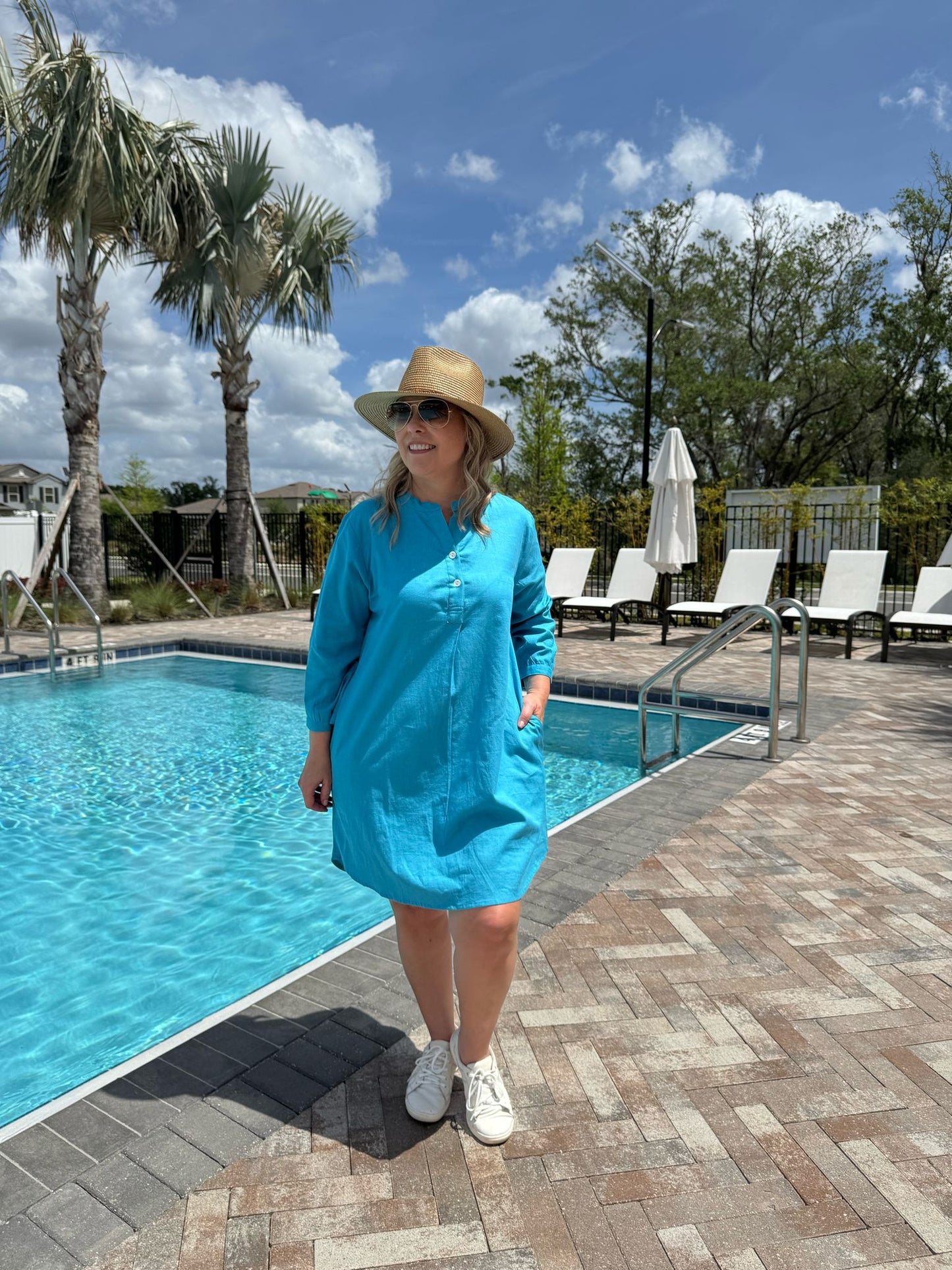 Rose Blue Shirt Dress