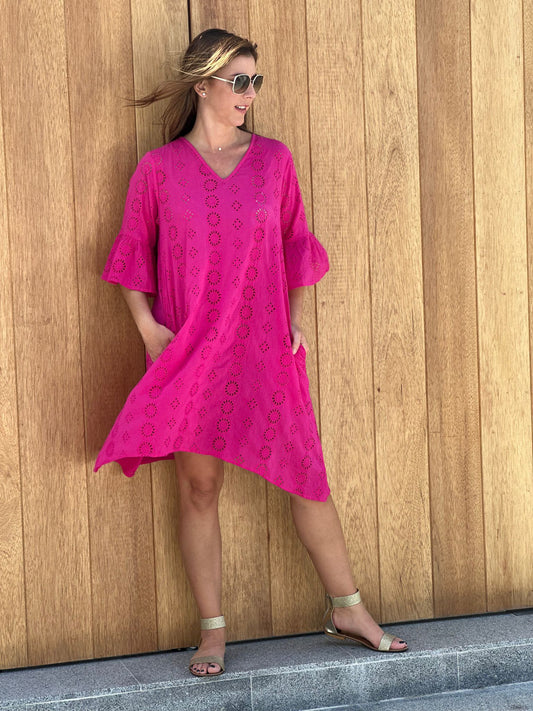 Milan Hot Pink Short Dress