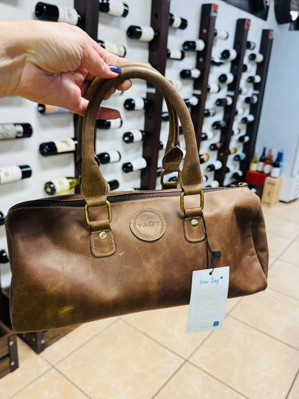 YADY Handmade Pull-Up Leather Wine Bag | Limited Edition