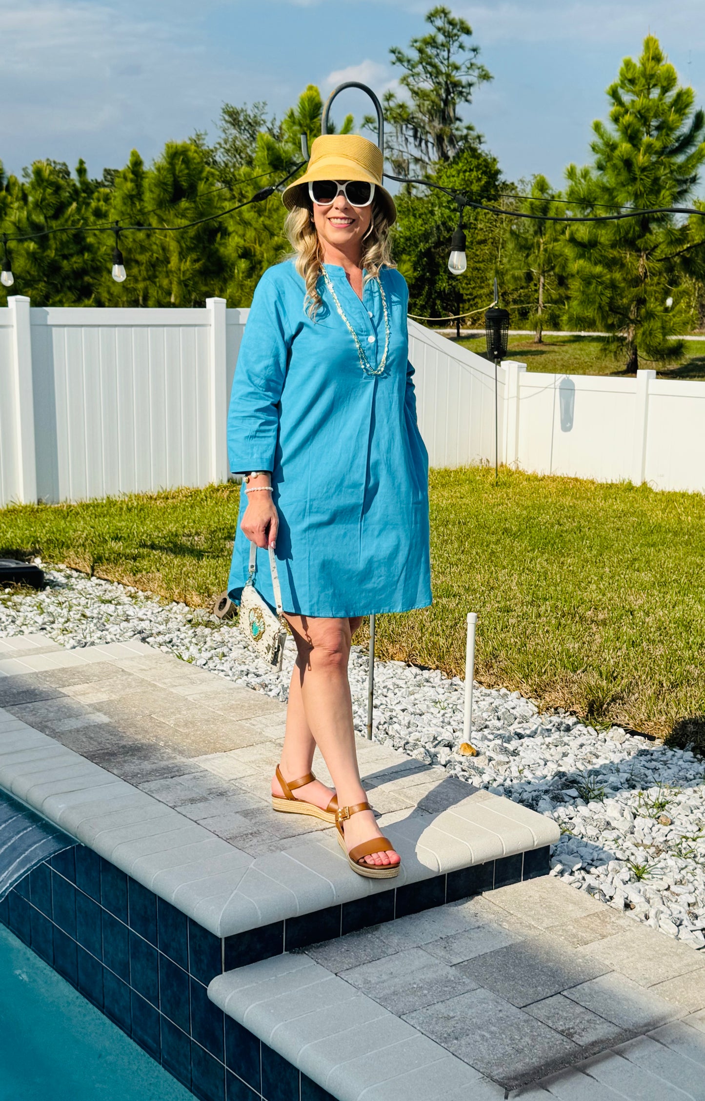 Rose Blue Shirt Dress
