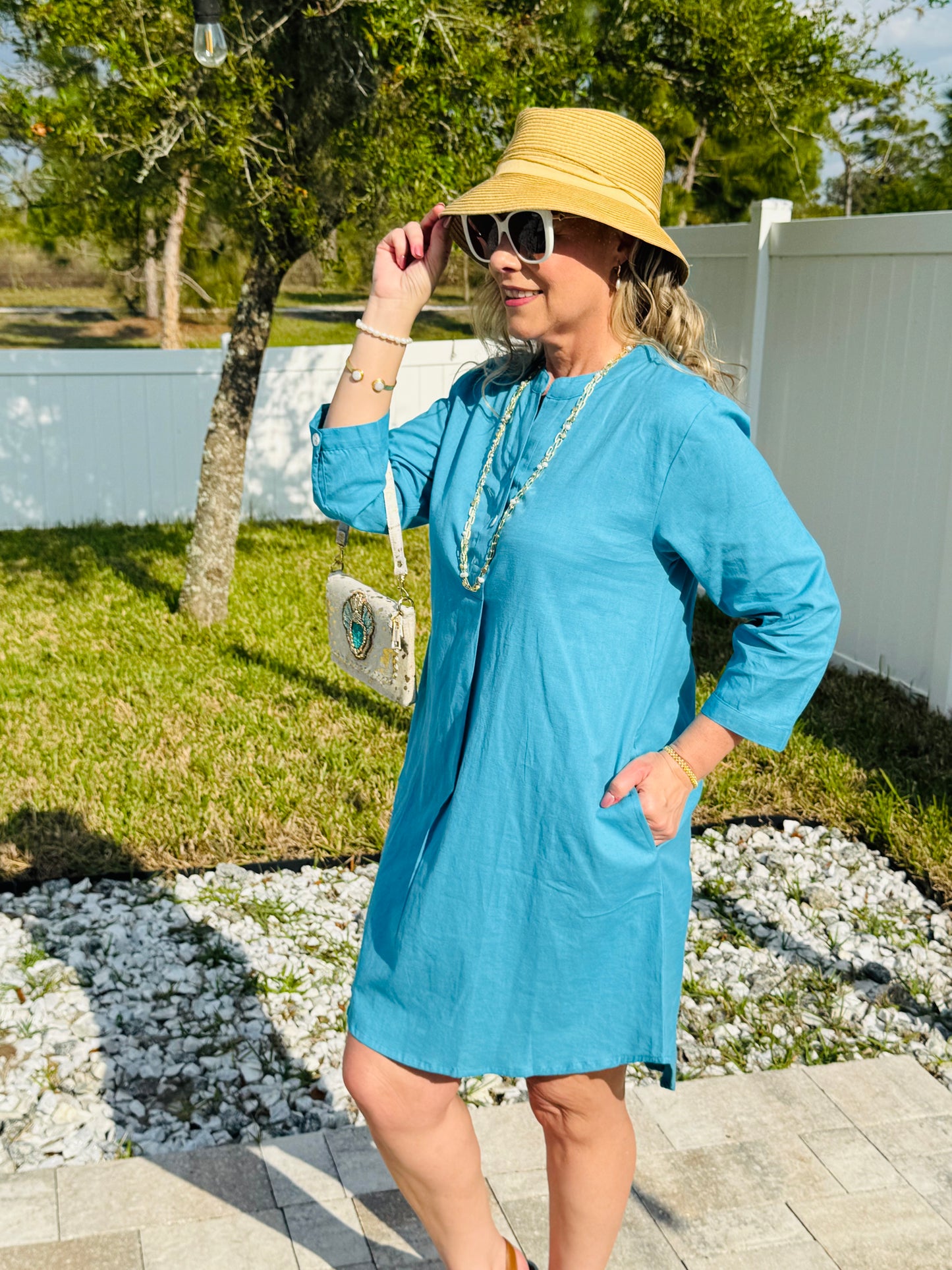 Rose Blue Shirt Dress