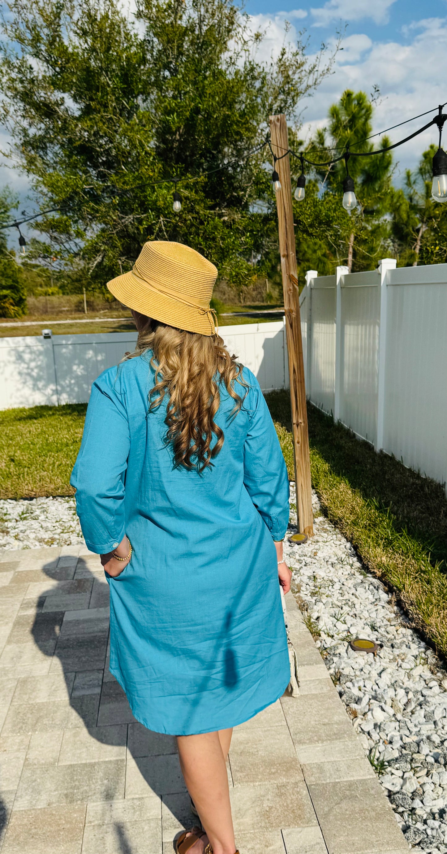 Rose Blue Shirt Dress