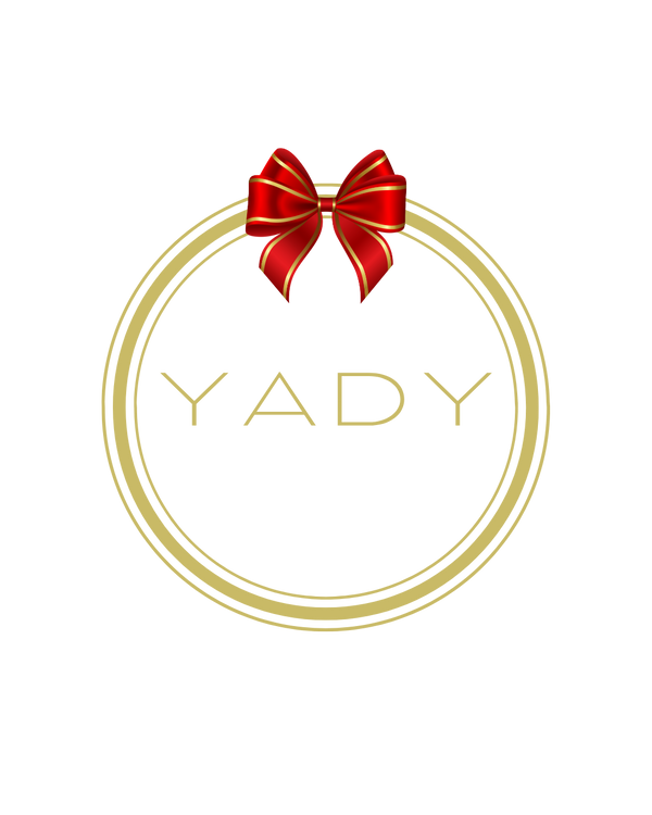 Yady logo with a red bow on a white background