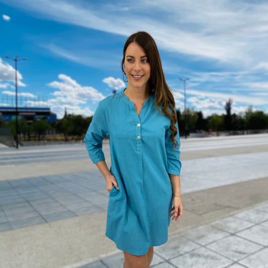 Rose Blue Shirt Dress