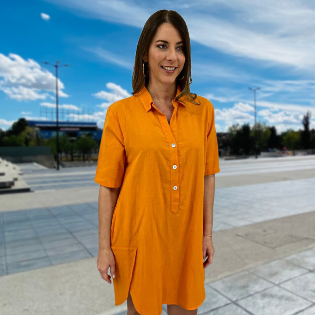 Amaris Orange Shirt Dress