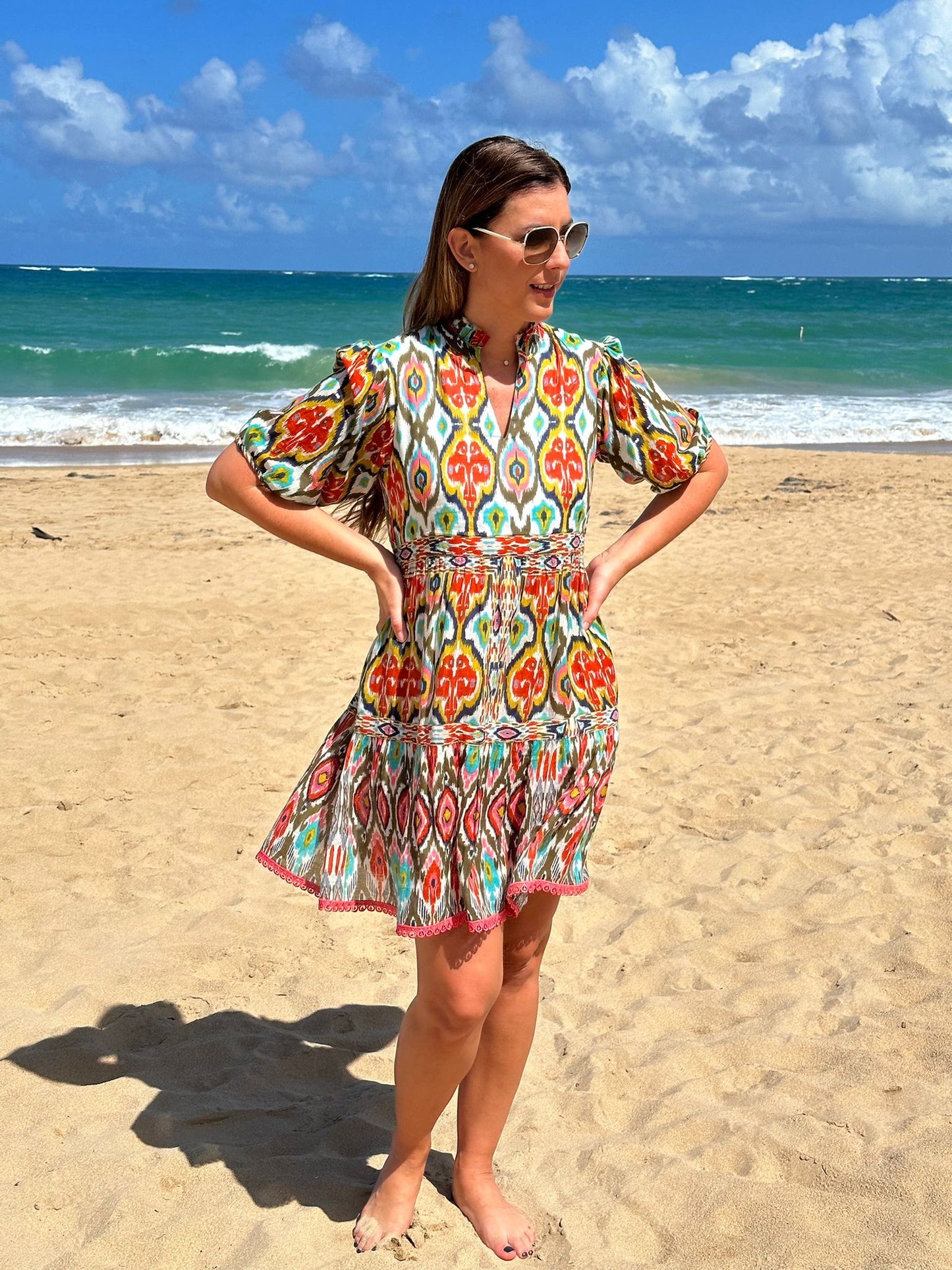 Veronica Aztec Rust Dress