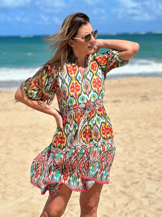 Veronica Aztec Rust Dress