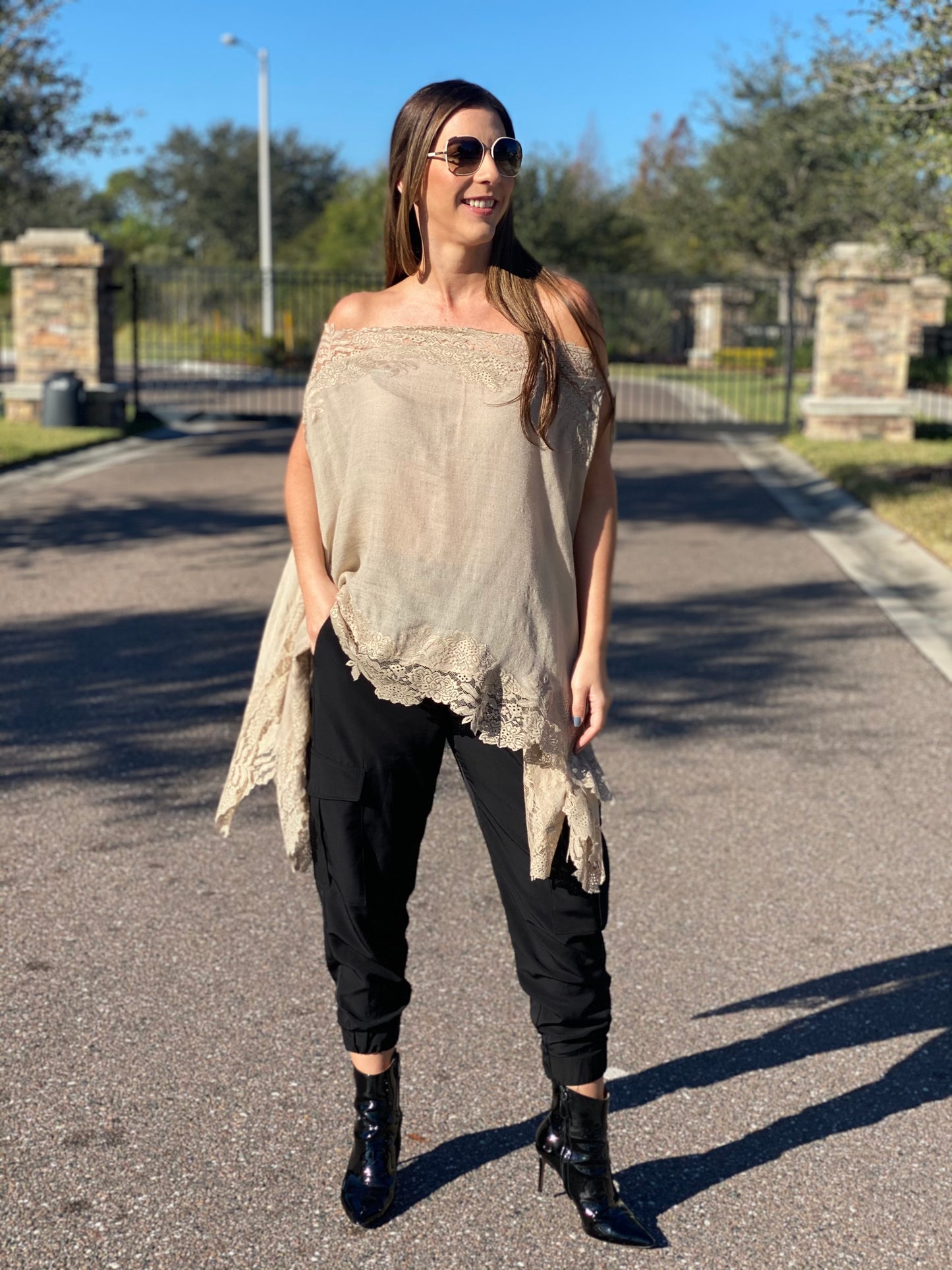 Taupe Cashmere blend  Poncho