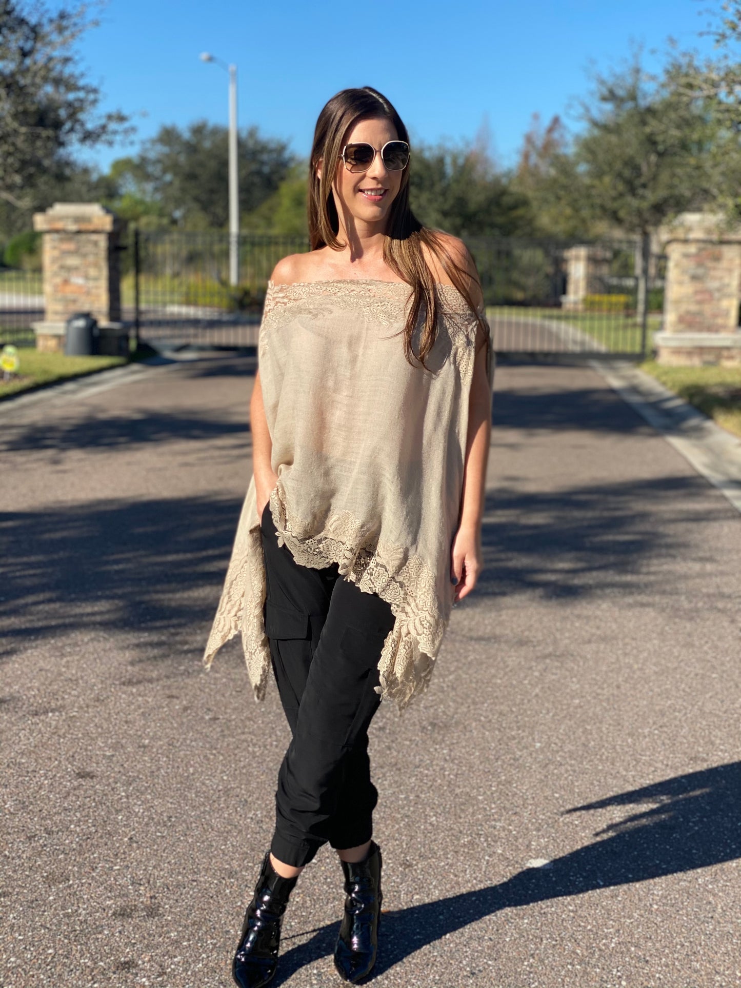 Taupe Cashmere blend  Poncho